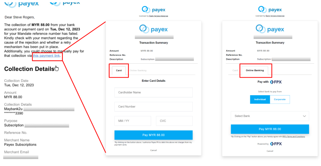 Payment Flow for Direct Debit [Customer journey] – Payex is now Xendit